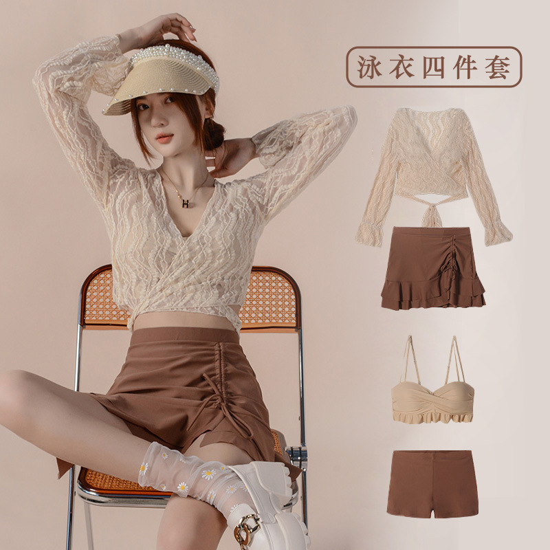 Hot Spring Swimsuit Women's 2020 Fashionable Belly-Covering Slimming Fragrant Style Conservative Split Bikini Korean Holiday Swimsuit