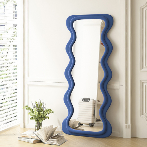 Internet celebrity wavy mirror ins style home girls' bedroom design special-shaped clothing store floor fitting mirror full-length mirror