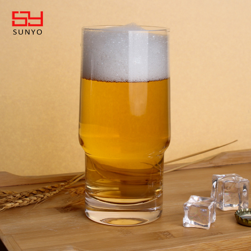西式无铅厚底500ml啤酒杯欧美创意透明玻璃啤酒杯精酿酒杯