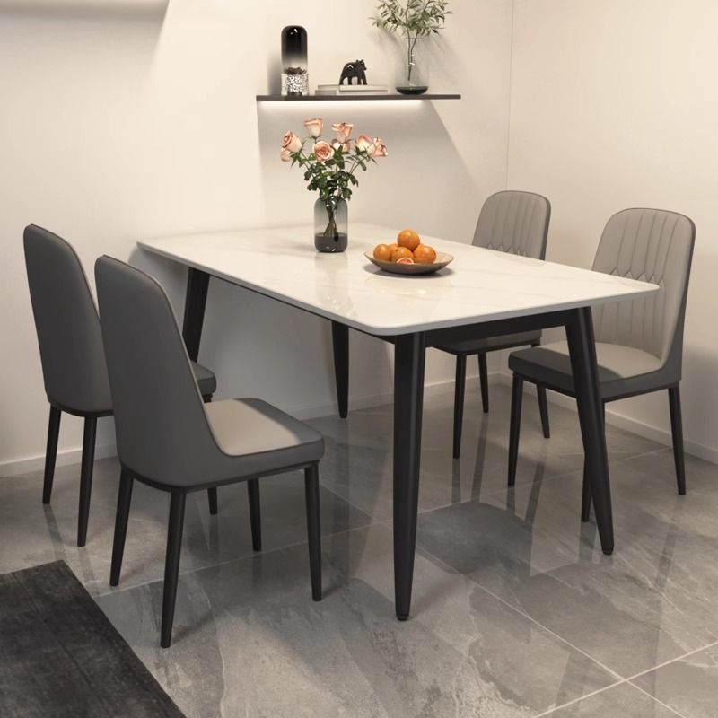 Slate Dining Table and Chair Combination Dining Table for Home Small Apartment Light Luxury Living Room Dining Table Rectangular Modern Marble Simple