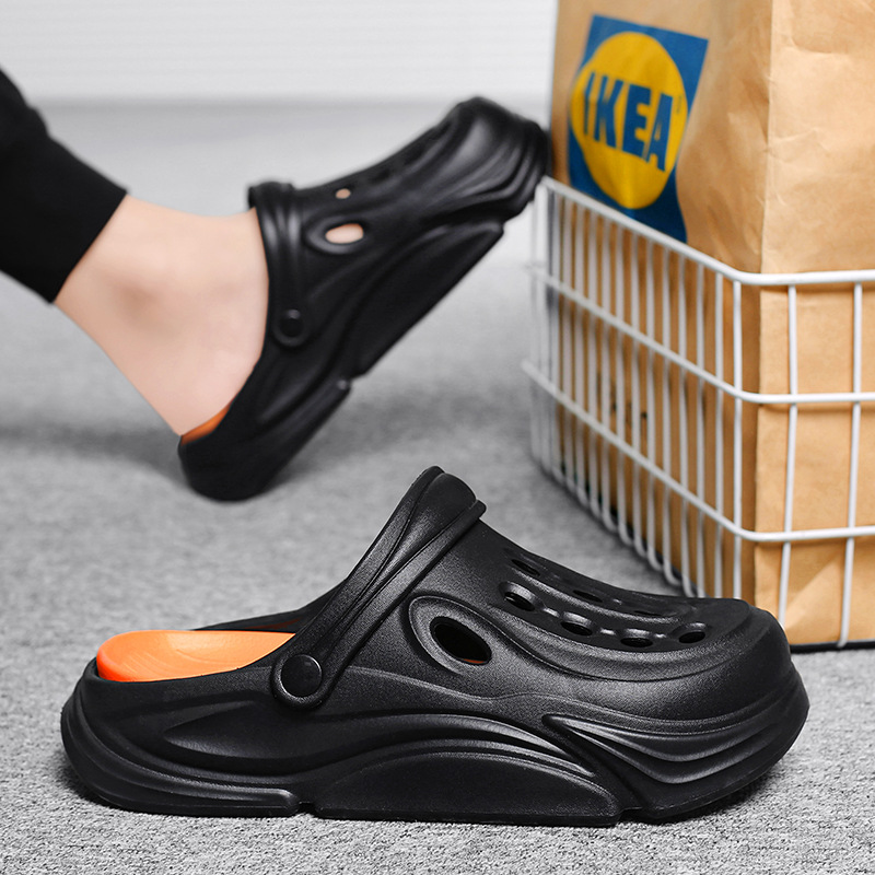 Zapatos con agujeros para mujeres que usan heces en verano, zapatillas Baotou, sandalias deportivas para hombres, zapatillas antideslizantes de suela gruesa, eva desodorante