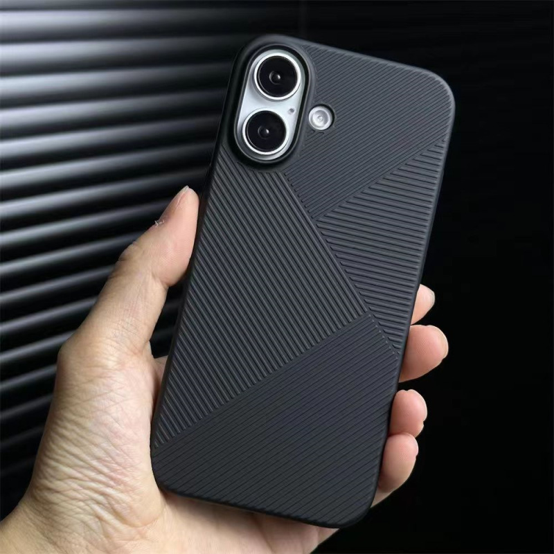 立体条纹几何适用苹果17手机壳超轻薄iPhone17promax纯黑色磨砂16|undefined