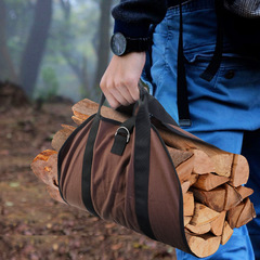 Outdoor firewood storage bag, firewood transport bag, canvas tote bag, wood carrier rack