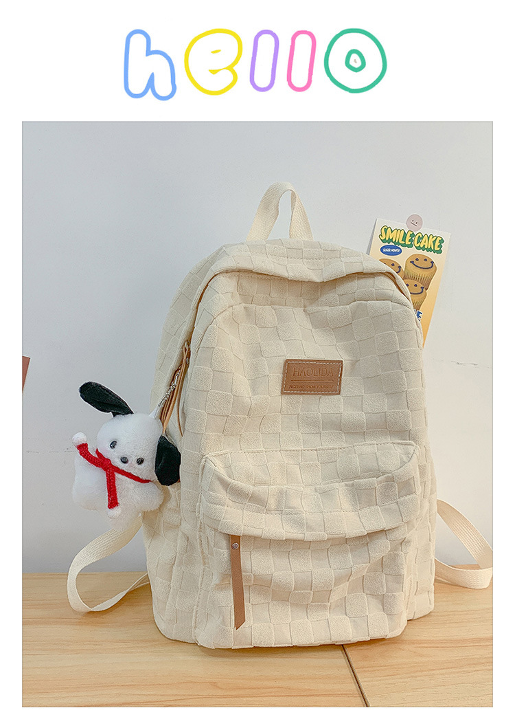 Estilo coreano ins estudiante nicho Plaid schoolbag Universidad simple todo partido color sólido de gran capacidad estudiante mochila casual