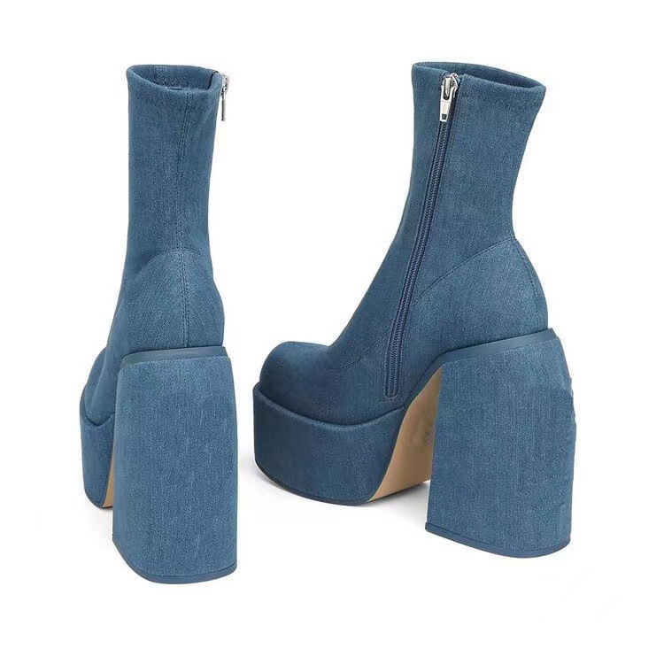 Coarse Heel High Heel Cowboy Boots 1
