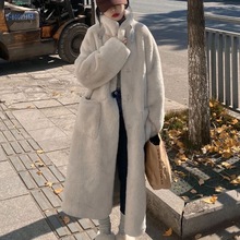 环保皮毛一体大衣女冬季韩版水貂绒中长款加厚加棉毛毛绒皮草外套