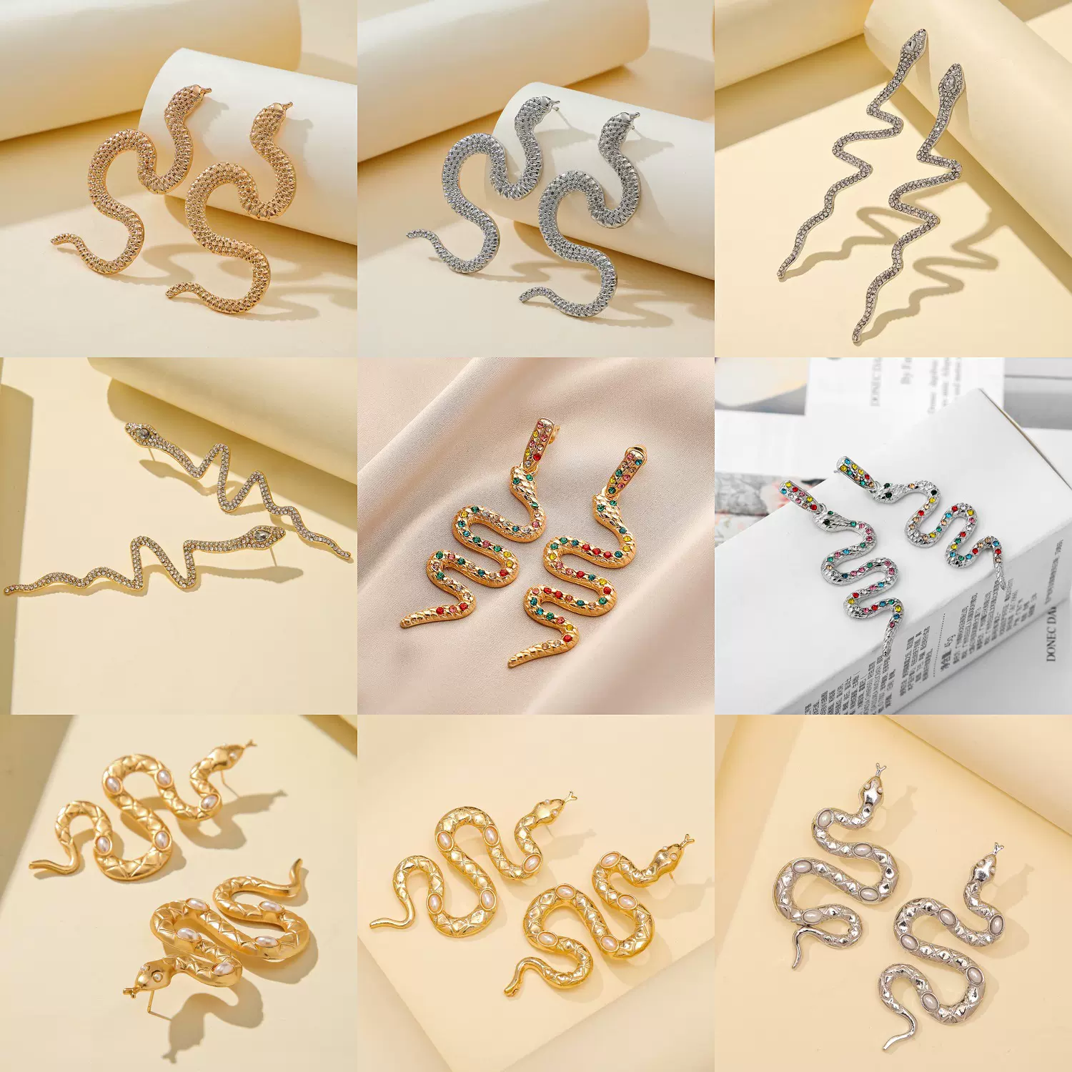 欧美跨境饰品时尚金属夸张蛇形耳坠ins冷淡风潮流嘻哈蛇耳环批发