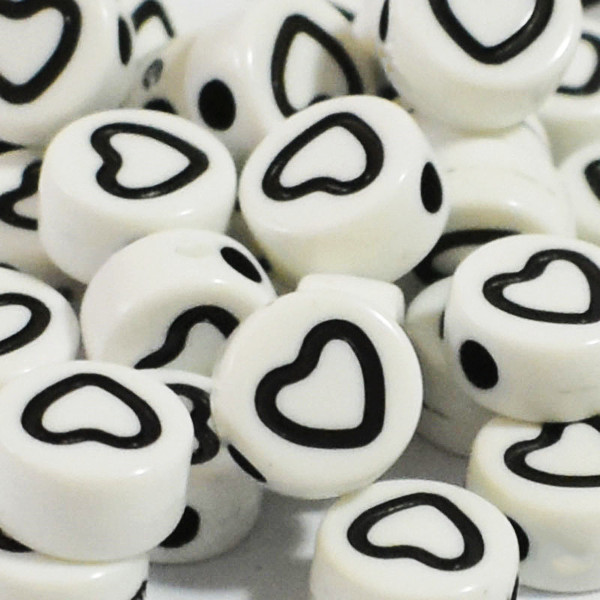 Acrylic children's beads with letters heart-shaped