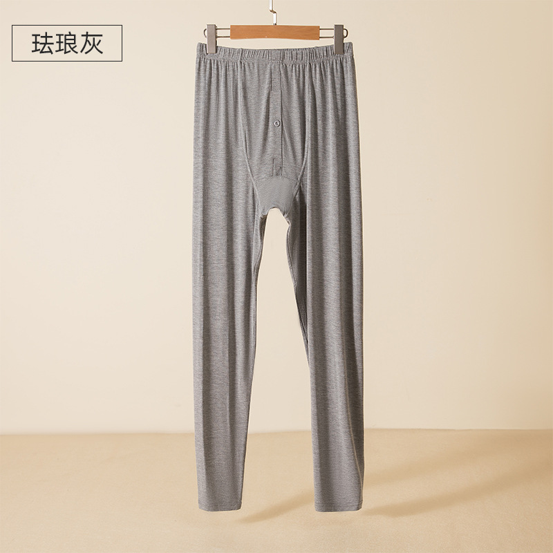 Modal de los hombres de largo Johns delgada transpirable de mediana edad más tamaño pantalones de pijama de verano calzoncillos de cintura alta casual pantalones de Casa de los hombres