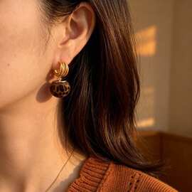 轻奢复古秋冬豹纹球耳钉小众设计简约精致时尚百搭高级感耳饰批发