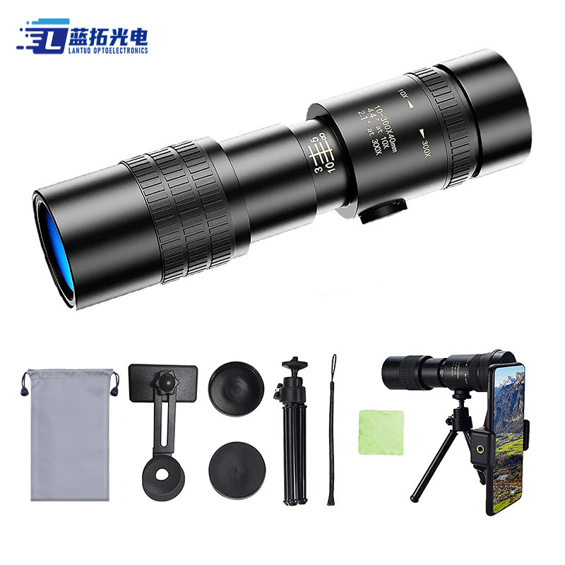 跨境新款10-300×40拉伸变倍单筒望远镜高倍高清手机拍照望眼镜