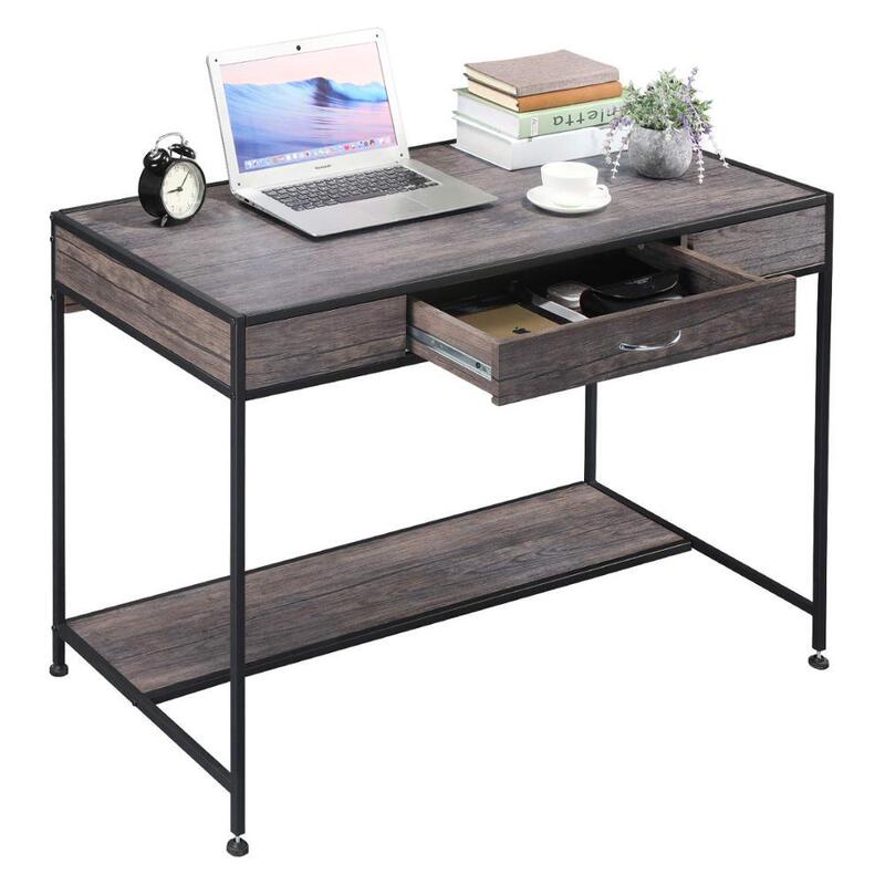 Computer Desk Steel-wood Desk Bookshelf Plate-type Double-layer Storage Modern Simple Study Desk Desktop Office Desk Computer Desk Steel-wood Desk Bookshelf Plate-type Double-layer Storage Modern Simple Study Desk Desktop Office Desk
