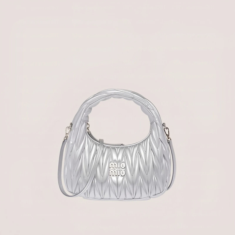 在庫あり miu ボウリングバッグ レディース テクスチャー ホーボー プリーツ クレセントバッグ ポータブル バゲットバッグ 脇バッグ クラウドバッグ|undefined