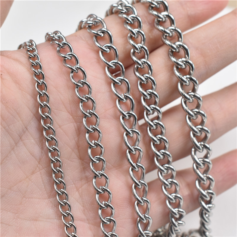 Botones de ocho caracteres, tiras de cadena DIY decoradas con vallas publicitarias de cadena retorcida de acero inoxidable, cadenas colgantes, jeans, ropa colgante, cadenas metálicas