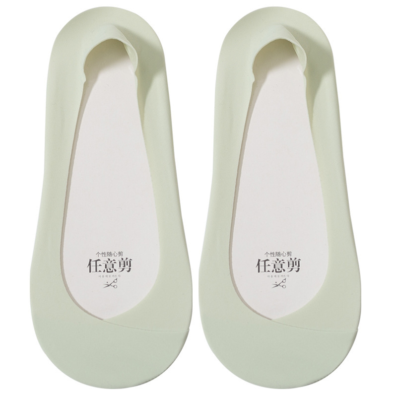 Calcetines Zhuji Calcetines de barco antideslizantes para mujer Calcetines de invisibilidad de fondo de algodón antibacteriano transpirable de primavera y verano para mujer Calcetines de mujer