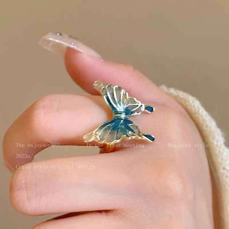 Green-tailed Butterfly Open Ring Chinese Style Jewelry For Women_voghion.com