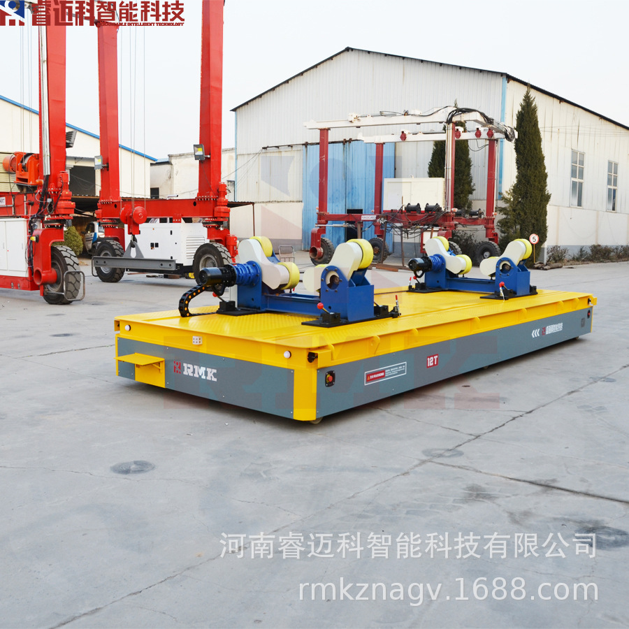 20吨纵横移动式无轨搬运设备舵轮遥控车 机械运输台面移动台车