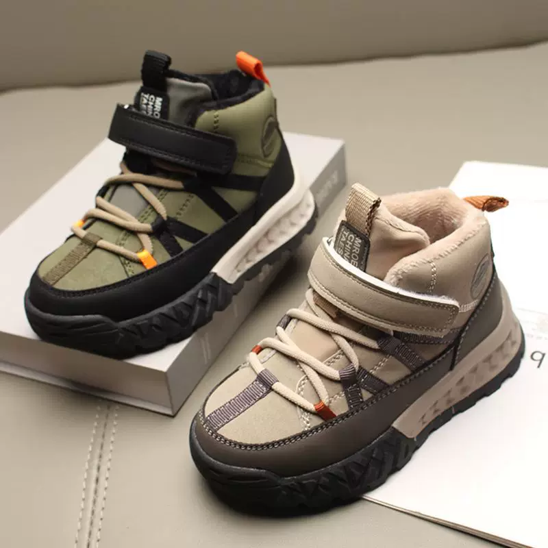 Demi-season sports children's fleece winter high shoes for boys, casual footwear, 2023