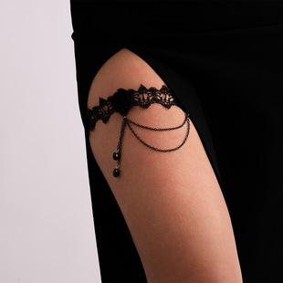 Retro Dark Gothic Rose Sexy Lace Leg Chain Lolita Tassel Pendant Elegant Leg Ring Accessories for Women
