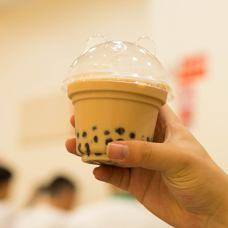 Mini taza de té con leche de 260 ml, material PP de grado alimenticio, sellable, calibre 95, ideal para bebidas frías o calientes