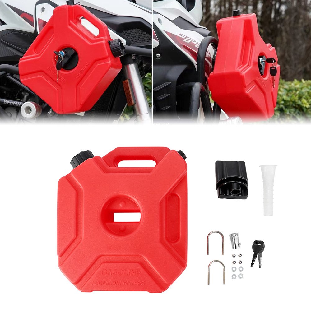 Wholesale 5L Car and Motorcycle Plastic Fuel Tank Spare Oil Barrel Refueling Barrel Gasoline Pot Motorcycle Travel Self-Driving Auxiliary Fuel Tank