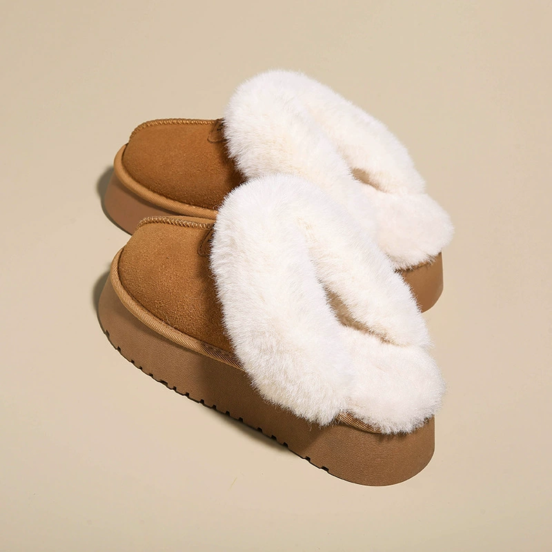 Platform Winter Boots for Teenagers, Suede Upper with Faux Fur Lining, Comfortable Leisure