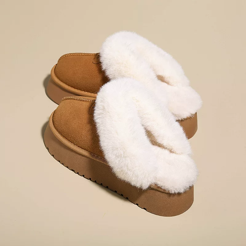 Platform Winter Boots for Teenagers, Suede Upper with Faux Fur Lining, Comfortable Leisure