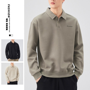 Polo Shirt Men's Autumn New Alphabet Trendy Brand Casual T-Shirt 2024 New Loose Lapel Long Sleeve Sweater for Men