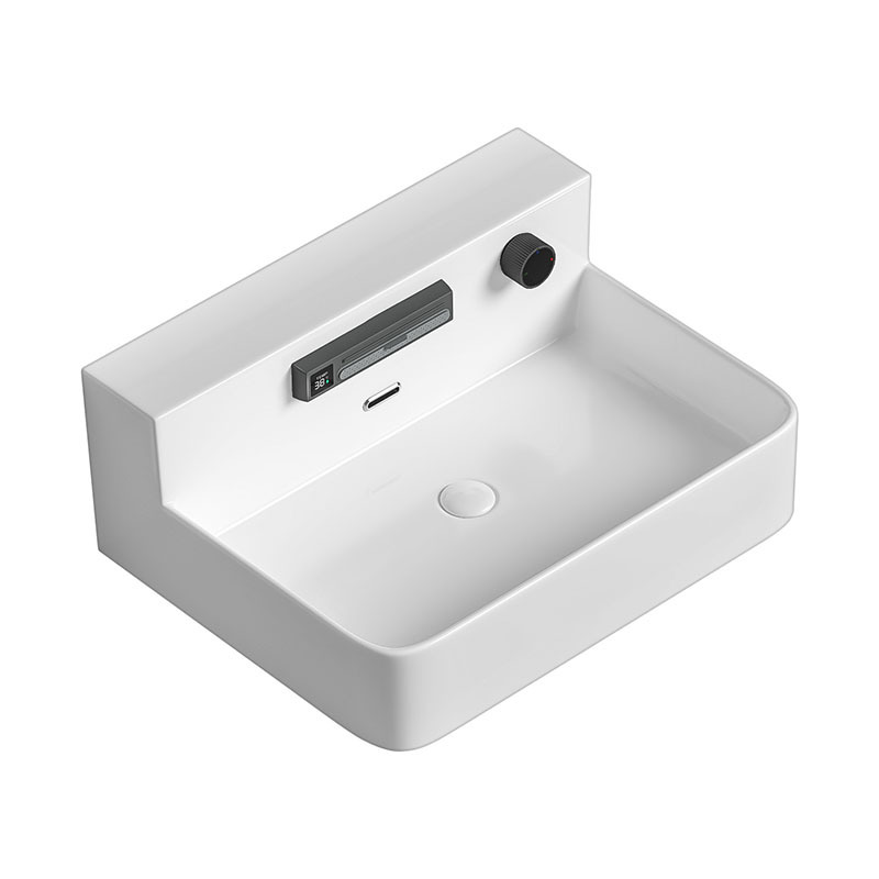 Nuevo lavabo de pared, lavabo grande, lavabo de cerámica, grifo de lluvia, lavabo, armario de baño, lavabo sobre encimera image 5