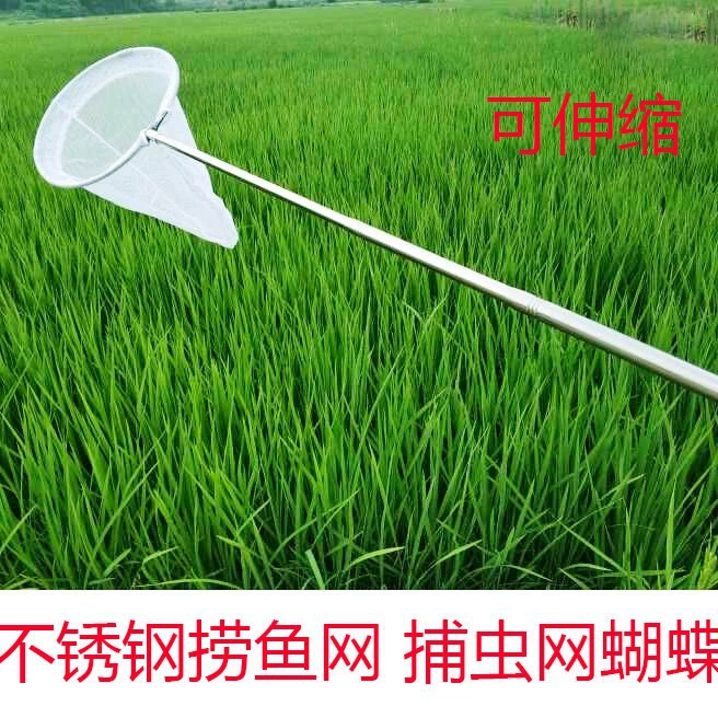 Белая удлиненная сетка с телескопической ручкой из нержавеющей стали, сетка для ловли насекомых (бабочек, стрекоз, цикад), рыболовная сеть для лягушонков, рыболовные снасти.