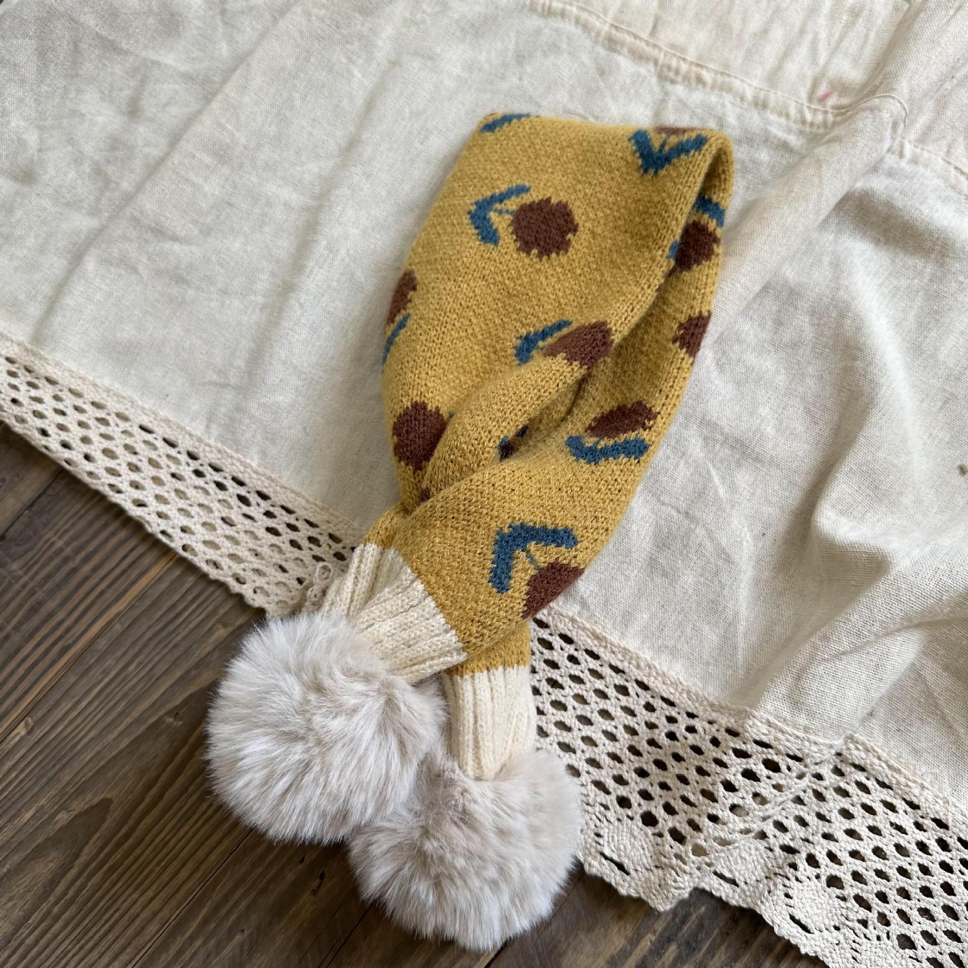 Children's scarf winter fashion ins cute flower knitted warm baby bib_voghion.com