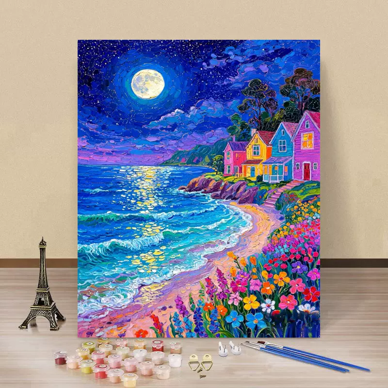 数字油画diy填色手工工厂批发代发跨境丙烯轻奢送礼高颜值摆画画
