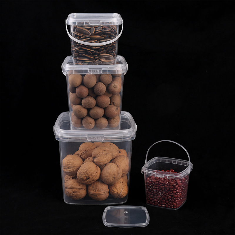 Sealed Bucket Food-Grade PP Plastic Transparent Handle Lid Disposable Milk Tea Bucket Small Bucket 25L Big White Bucket 5 Liter Jin