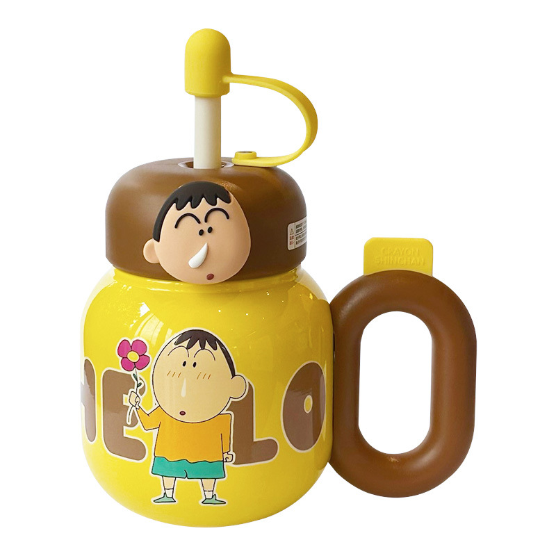 Lápiz pequeño nuevo taza de calor encantador dibujos animados de escritorio de oficina gran vientre taza de paja taza de marca 2025 nueva taza