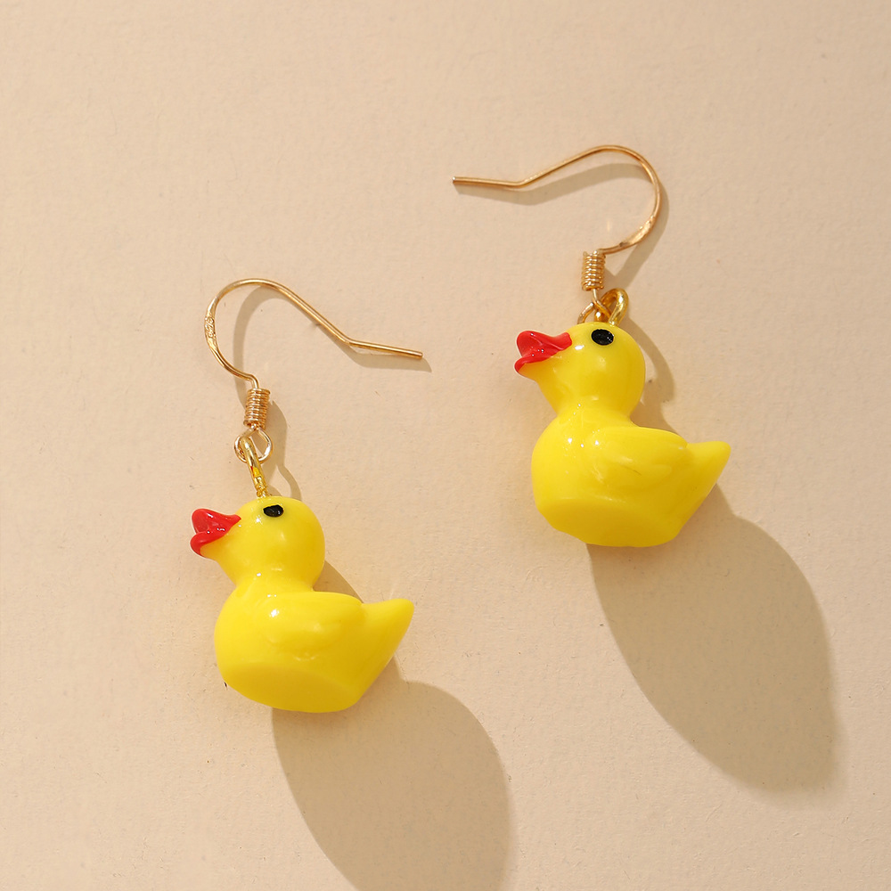 Little Yellow Duck Cute Cartoon Earrings display picture 1