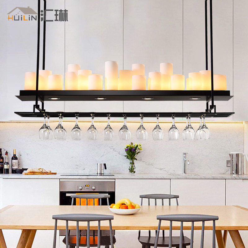 Bar chandelier, luxury restaurant chandelier, bar counter decoration chandelier, wine glass hanging American candle chandelier