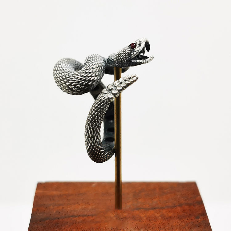 1 Piece Retro Snake Alloy Plating Inlay Rhinestones Unisex Open Ring