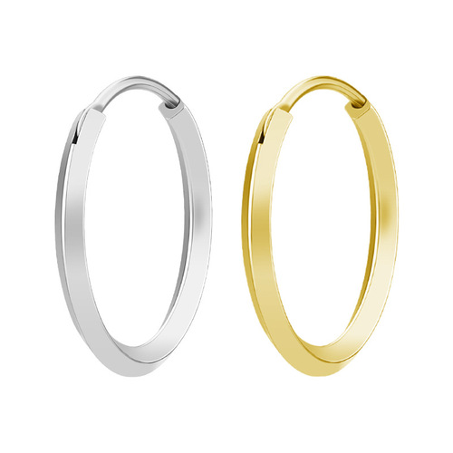 Japanese hot-selling Korean all-match plain hoop titanium steel earrings simple light luxury ins niche high-end personalized diamond earrings