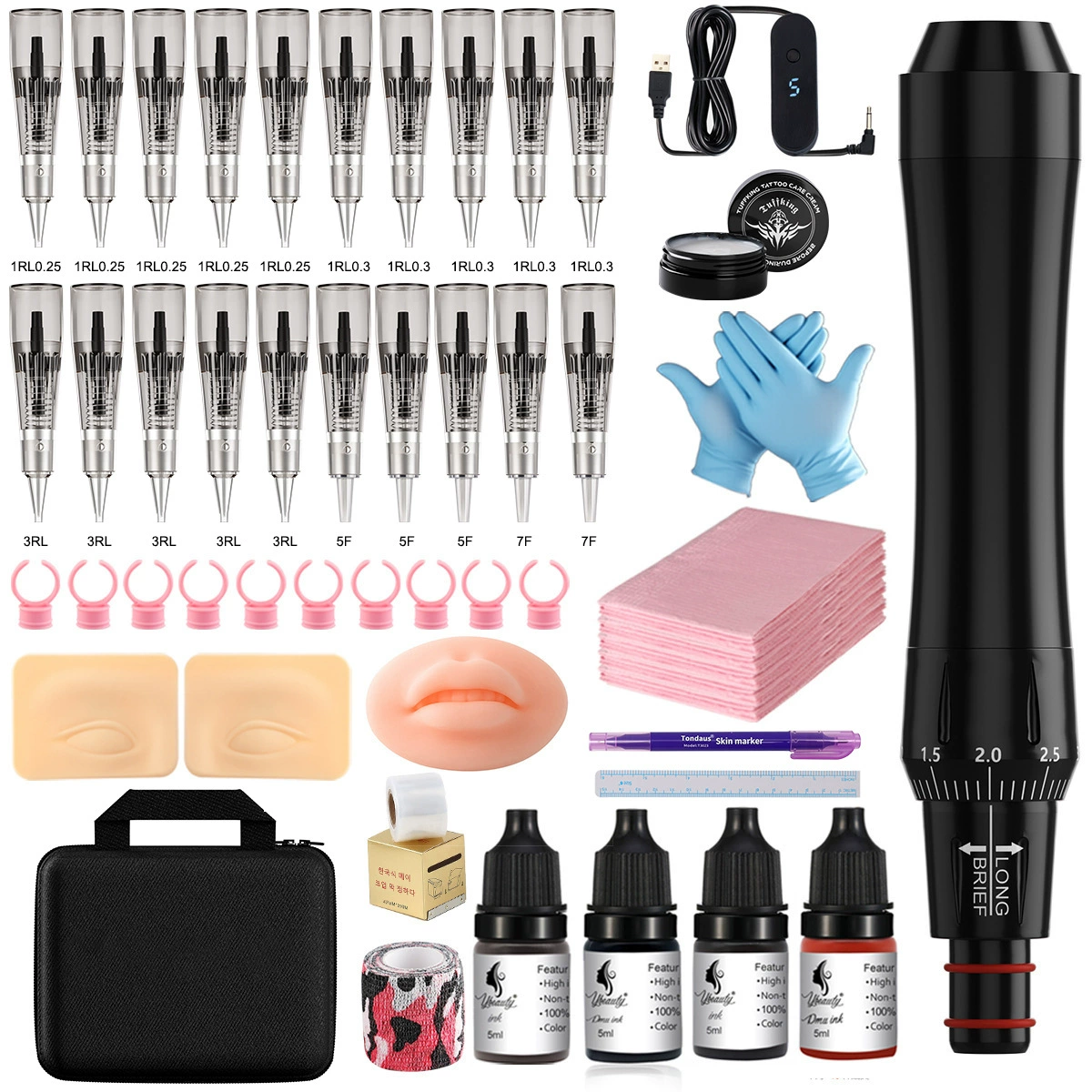 Набор машинок для татуировки Ybeauty с малым размером тела для начинающих, для практики полуперманентного татуажа век, губ и бровей.
