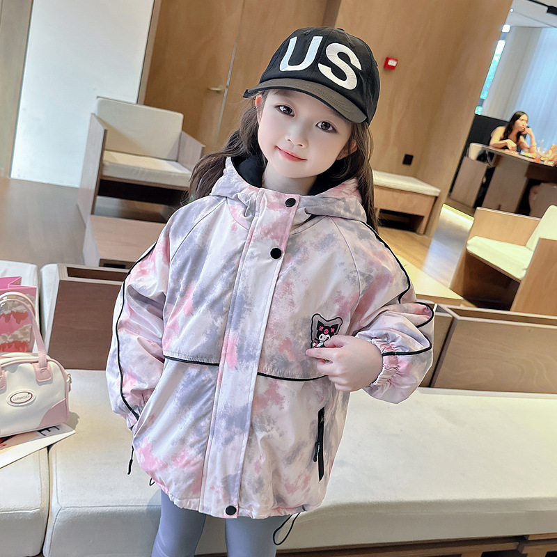 女童夹棉冲锋衣外套秋冬2025新款洋气儿童库洛米冬季加绒加厚棉服|undefined