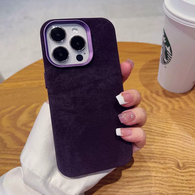 Patrón de tela de fibra de color sólido simple para iPhone15ProMax para hombres y mujeres 13 funda para teléfono móvil 12 Apple 14 atracción magnética