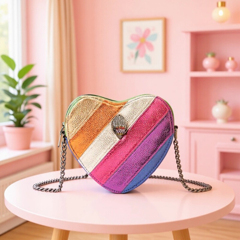 Bags for Women 2025 Spring and Summer New European and American Fashion Popular Love Rainbow Stitching Shoulder Bag Crossbody Bag