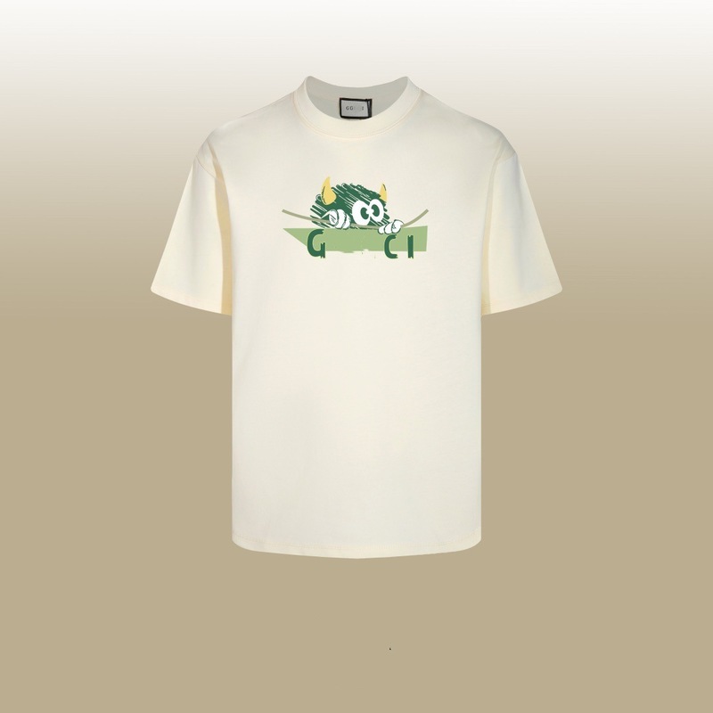 GU ジャンクション ハイバージョン 25SS 新文字 ダブルGプリント ウォッシュ加工 メンズ レディース 半袖Tシャツ 万能|undefined