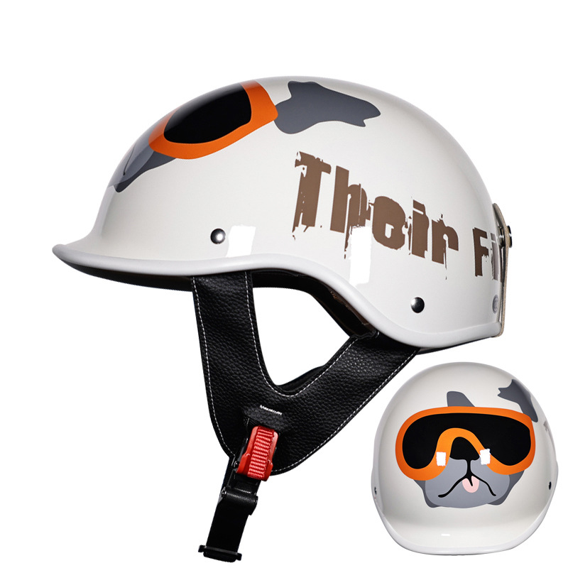 3C certificado casco de la motocicleta eléctrica de los hombres y las mujeres medio casco Retro Pedal casco de la motocicleta Cuatro Estaciones