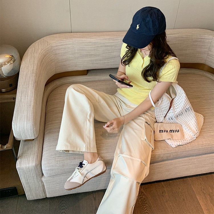 Versión de cuero de vaca, Su Yan, el mismo tipo de zapatos de chicas de doble cordón, zapatos casuales de altura aumentada, zapatos de entrenamiento de mujeres, zapatos de entrenamiento de mujeres