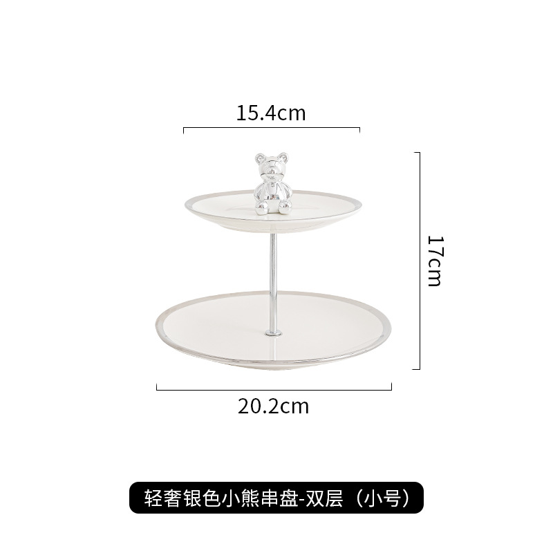 Luz de lujo multicapa de cerámica plato de fruta sala de estar mesa de café hogar plato de fruta recepción postre decoración postre plato de caramelo