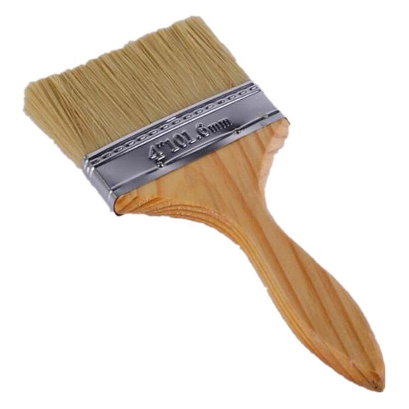Fuente de la fábrica mango de madera cepillo de pintura de 4 pulgadas cepillo de pintura cepillo marrón cepillo de pared herramienta de cepillo barbacoa marina