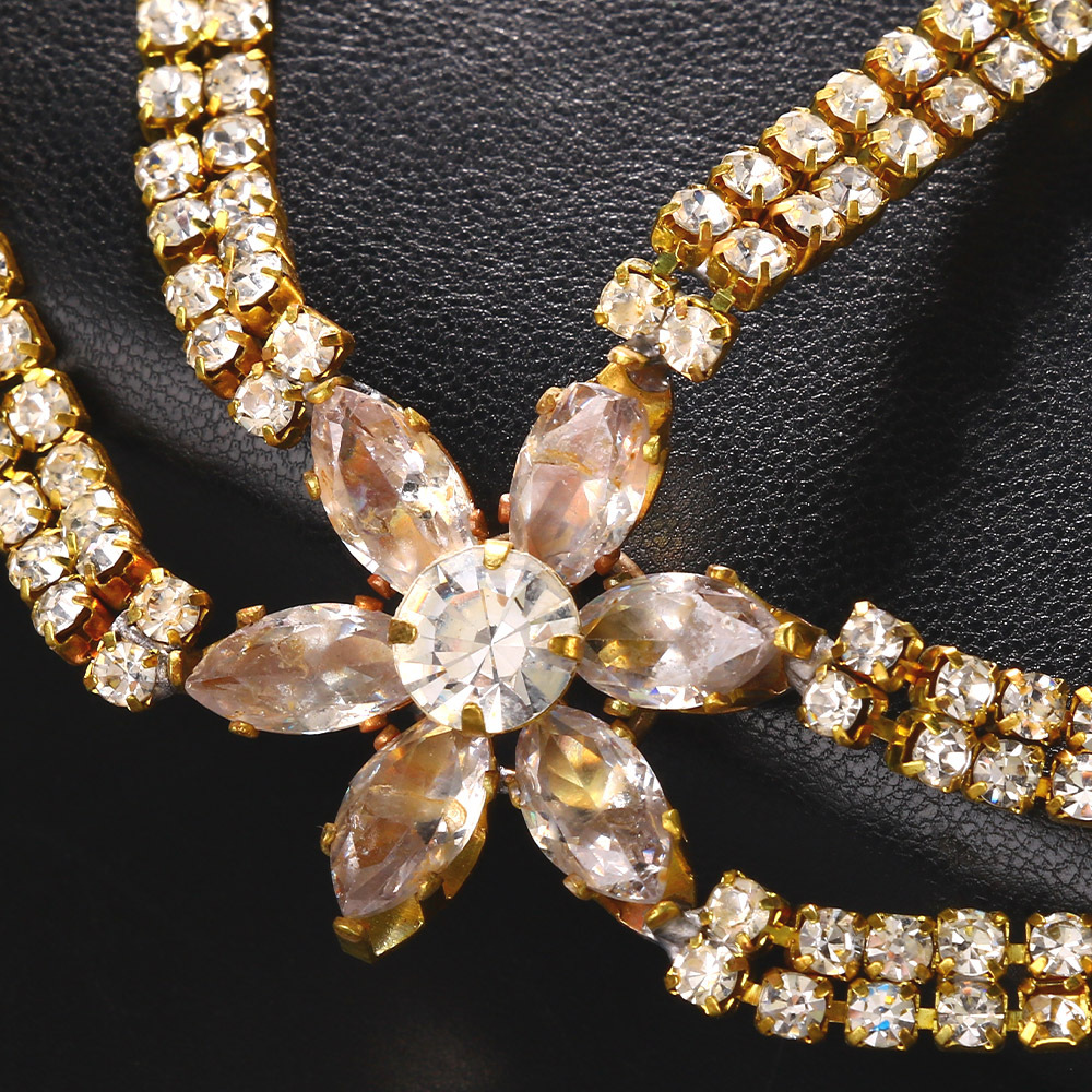 simple flower headdress bridal temperament headband rhinestone head chain hair accessories stage accessories Hair chain_voghion.com