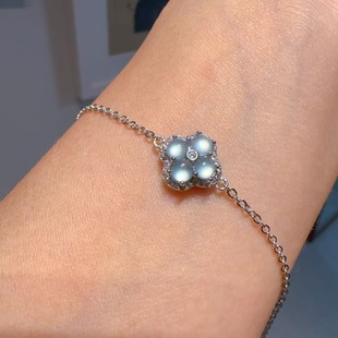 Guatemala Natural Emerald Four-leaf Clover Bracelet S925 Sterling Silver Inlaid Natural Simple Casual Style All-match Accessories