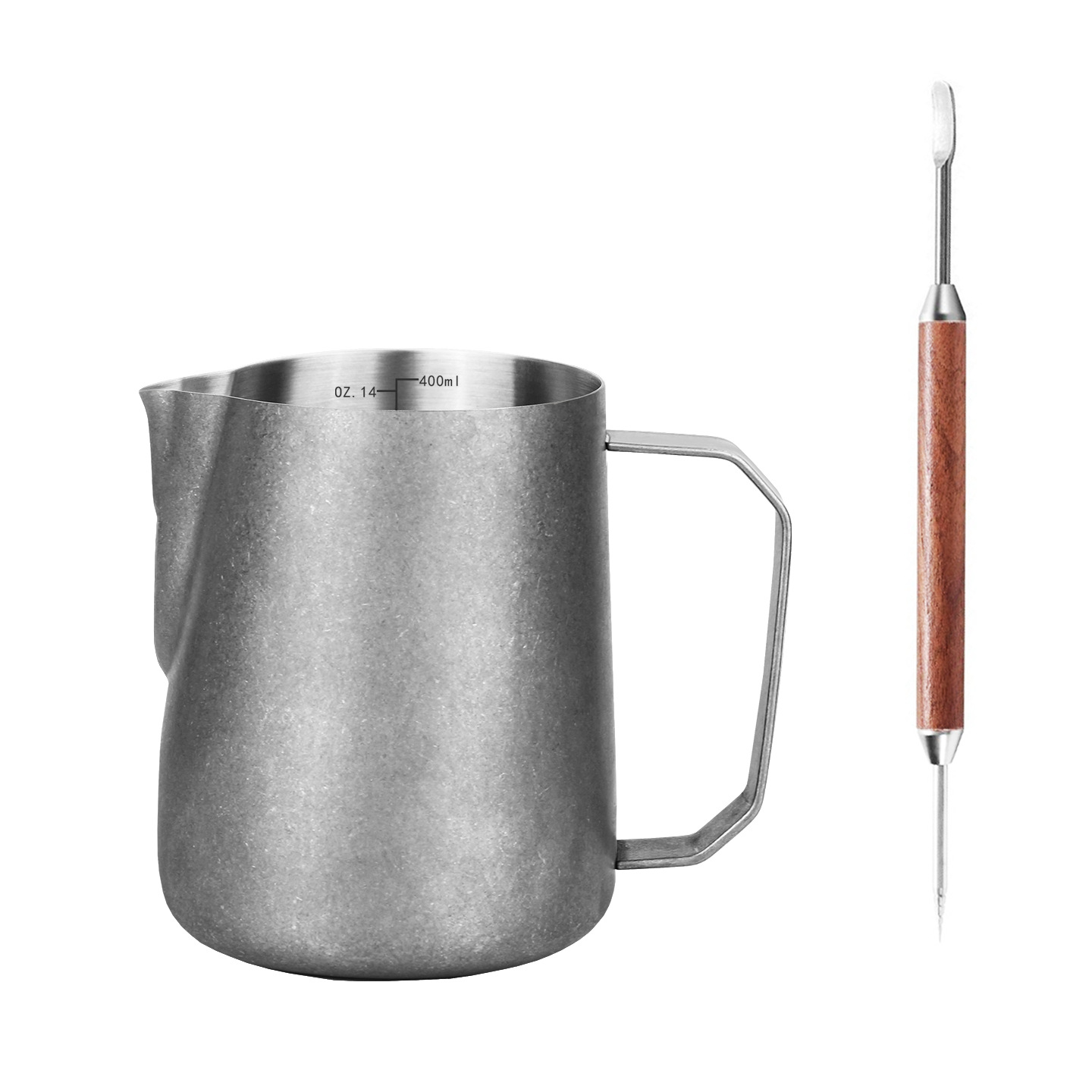 Jarra para Espumar Leche 400ml de Acero Inoxidable 304 con Pico Calabaza para Cafetería y Hogar image 10